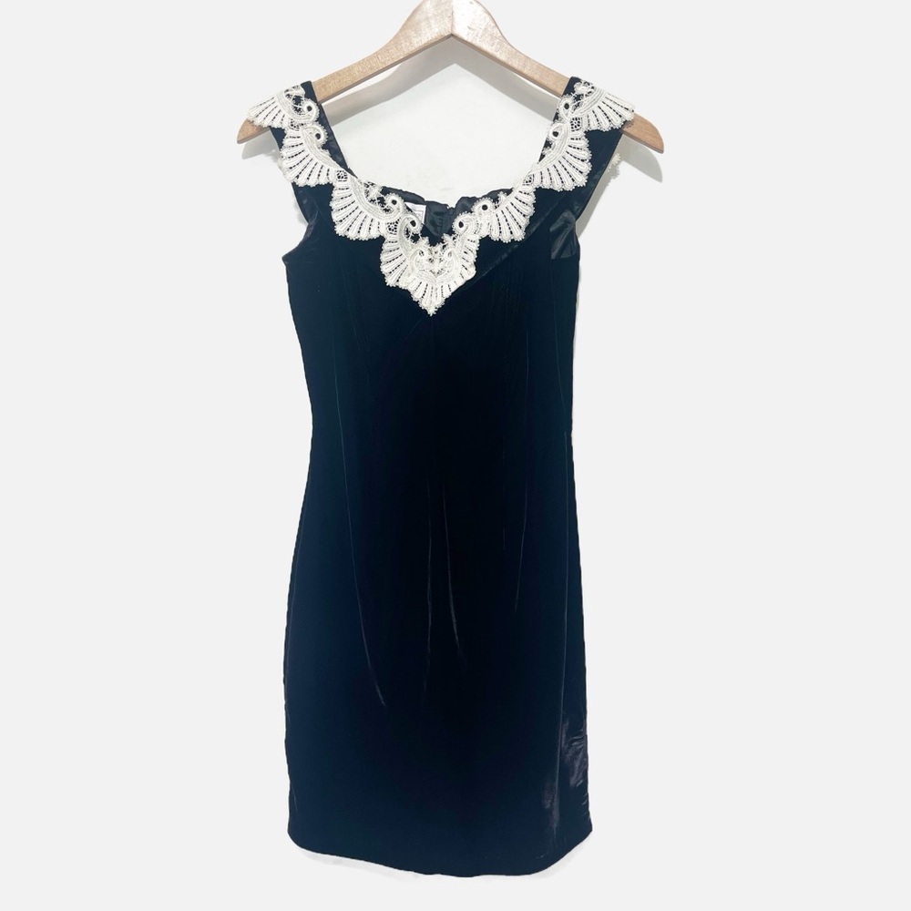 Jessica McClintock Gunne Sax Vintage Black Velvet Formal Mini Dress Size 5/6
